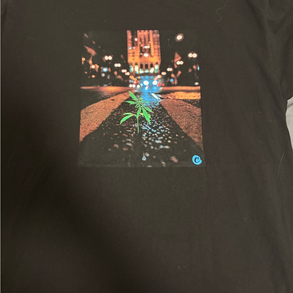 Black Graphic Tee with weed Plant Design
